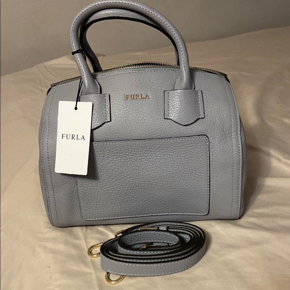 Furla Gray Satchel Bag with Detachable Strap
